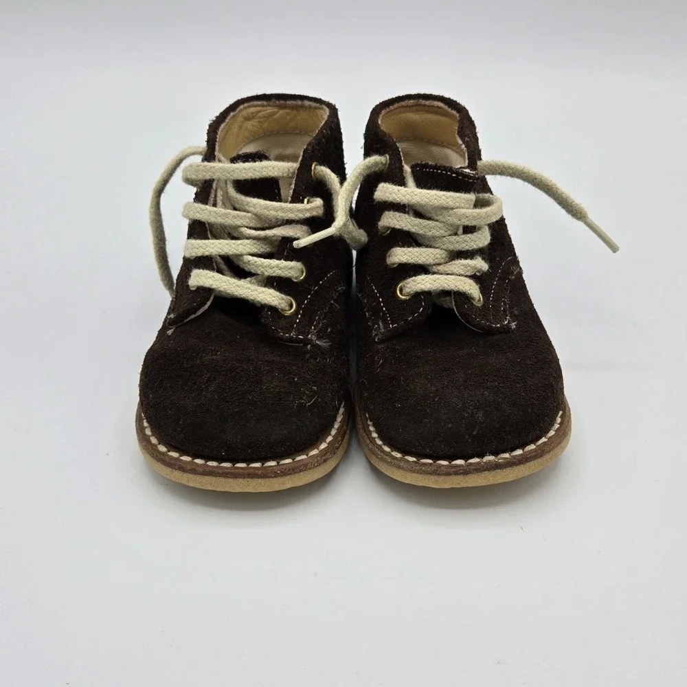 Vtg Kalisteniks Brown Lace Up Suede Toddler‎ Shoes  4 1/2 D